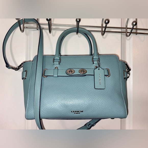 Coach Blake 25 Crossbody Satchel Pool Blue Pebbled Leather F55665 -Swagger Style - Picture 15 of 15